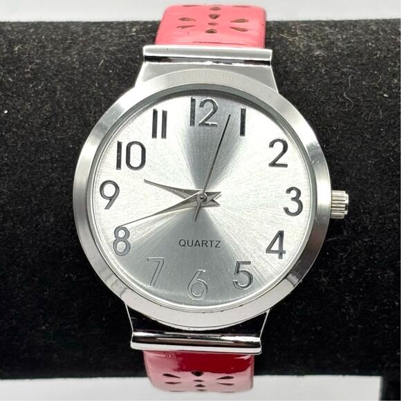 Silver & Red Floral Watch - Picture 1 of 5